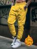 Feline-boop Men Sweatpants Pocket Boop Cat Sketch Motif, Leg Simple Line Feline Print, Side Pocket Drawstring Jogger Pants for Urban Street Looks