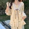 Женский зимний теплый плотный костюм-пижама с длинным рукавом из фланели в полоску со сладким принтом 'Принцесса' для дома