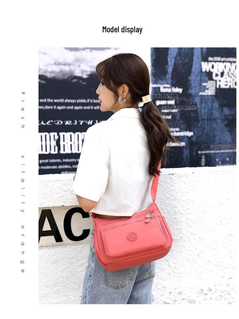 Женская квадратная нейлоновая сумка через плечо - Большая вместимость, однотонная, модный повседневный дизайн