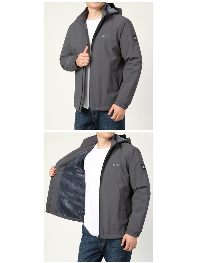 Men's Fleece-Lined Casual Windbreaker - Thick, Quick-Drying Cotton-Padded Jacket for Autumn and Winter