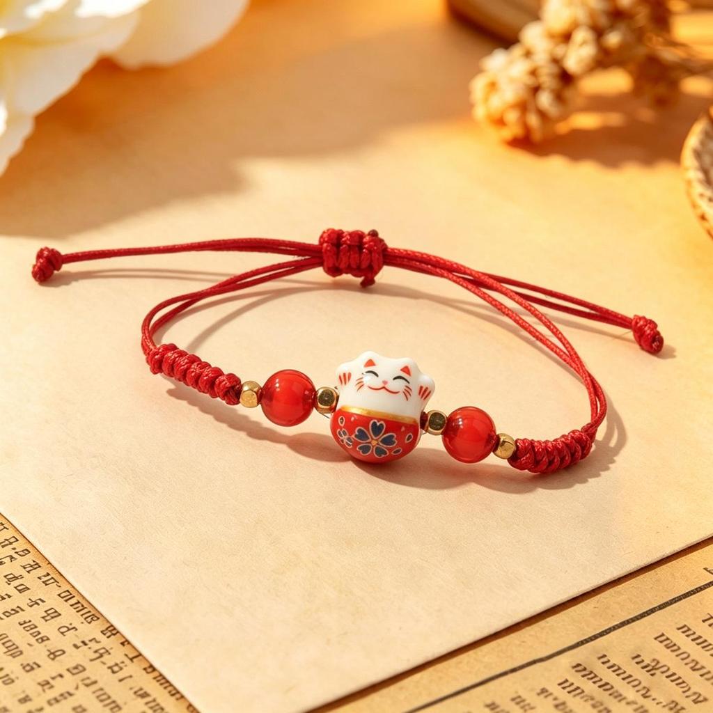 Плетеный браслет Lucky Cat Candy Color для женщин