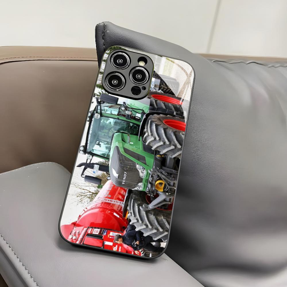 Чехол для телефона Fendt для Iphone 16 15 14 12 11 13 Pro Max Mini 8 X Xr Xs Puls Черное Стеклянное Покрытие