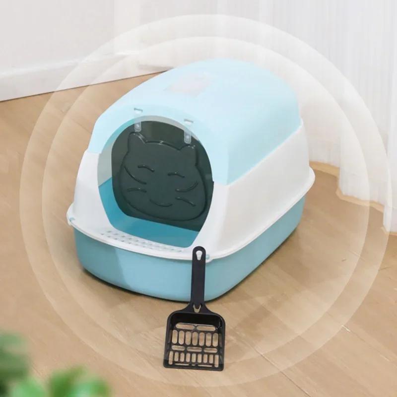 Непросыпающийся Дезодорирующий Кошачий Туалет - Большая Вместимость Полностью Закрытый Туалет Двусторонняя Лопатка Закрытая Песочница Туалет для Питомцев для Кошек