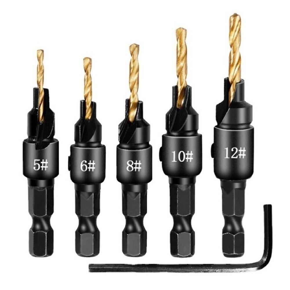 Drilling Pilot Holes Carpentry Drill Set Universal Countersink Drill Bit Set New Woodworking Tool