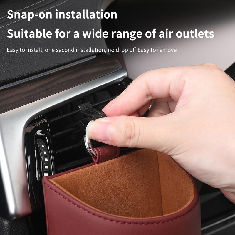 AKP1 Car Air Vent Storage Box Nappa Leather Auto Vent Mount Organizer For Ford Escape Ecosport Fusion Explorer Expedition Taurus