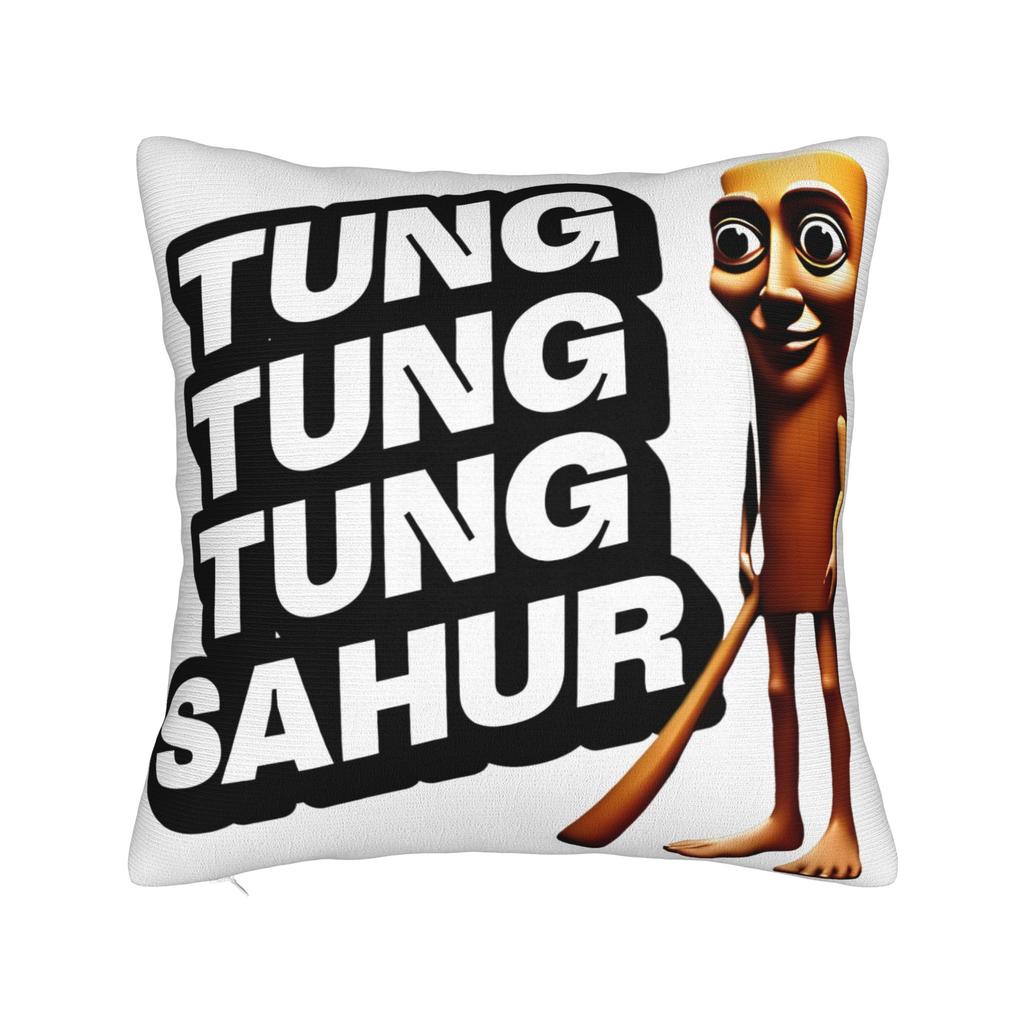 Tung Tung Tung Sahur Brainrot Funny Pillow Case Comfy Pillow Cover Kawaii Pillowcases For Sofa Home Decoration