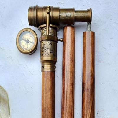 Уникальная складная трость для ходьбы Glam для мужчин и женщин, деревянный посох для туристов с морским компасом и телескопической ручкой