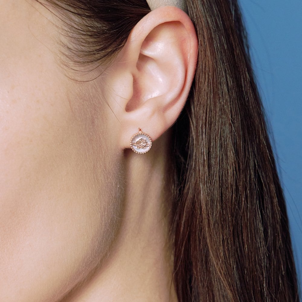 [Rosemont] Silver Mother-of-Pearl Earrings La Vie En Rose Rc24B19K