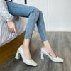 Модные повседневные и универсальные женские туфли с квадратным носком 2024 года, новые модные женские туфли-лодочки с неглубоким носком, элегантные и простые туфли на квадратном каблуке