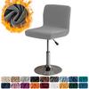 Thick Velvet Bar Stool Chair Cover Solid Color Plush Rotating Chair Covers Spandex Stretch Low Back Dining Seat Slipcovers