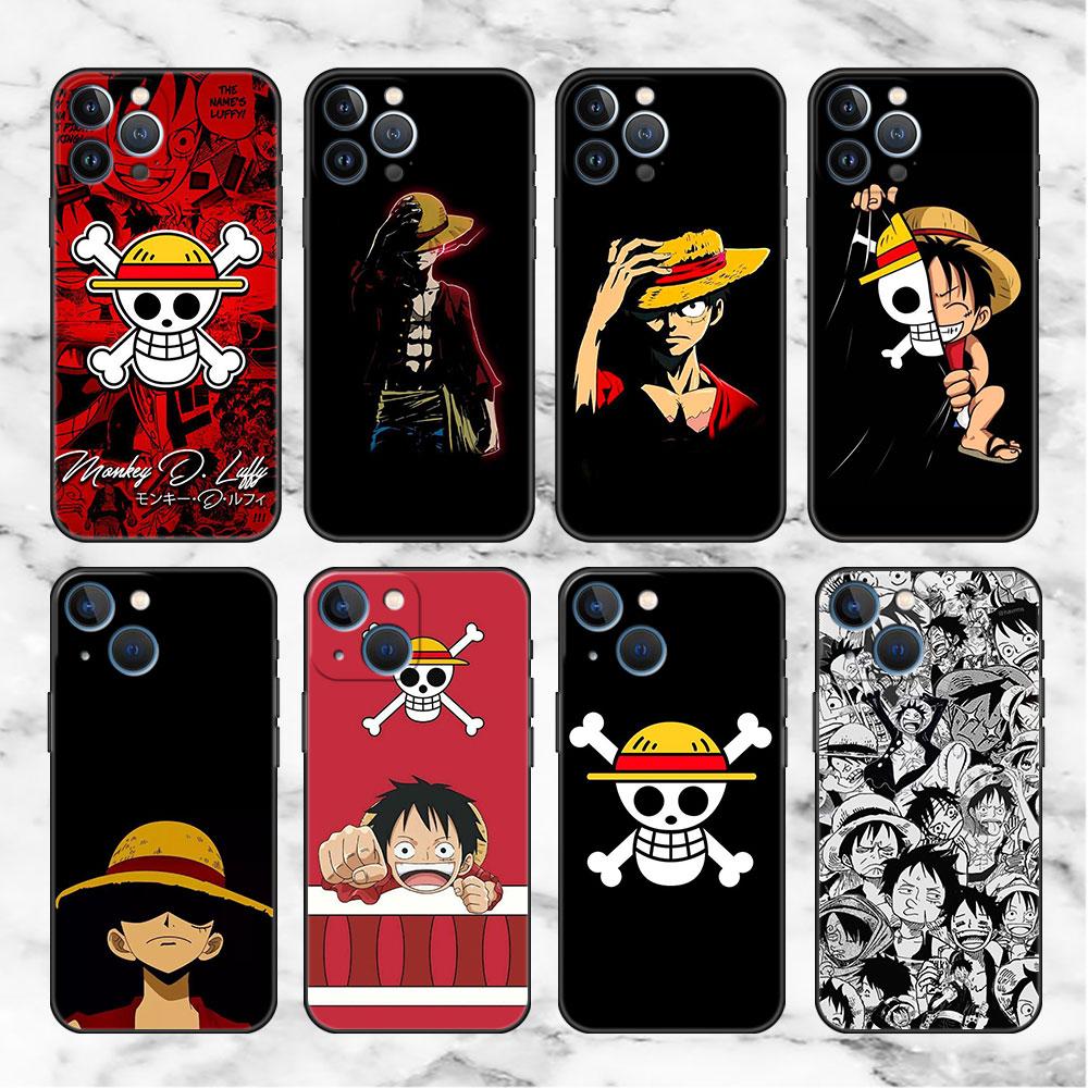 Case For Apple iPhone 11 13 14 12 Pro 7 Plus XR X XS Max 6 6S 13Pro Max Black Silicone Phone Funda Anime One- Piece