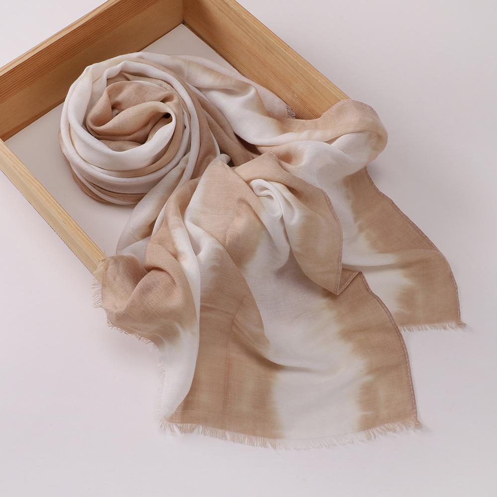 Muslim Tie-Dye Cotton Rayon Modal Hijab Long Scarf Islam Hijabs for Women's Turbans Soft Lightweight Head Wrap Scarf