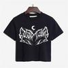 Sun Moon Print Crop Top Y2k Dark Streetwear Punk Short Sleeve Tees Young Gothic Women's T-shirt Graphic T-shirt Harajuku Corset