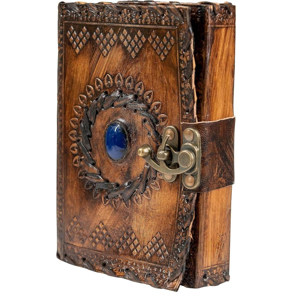 Кожаный журнал с застежкой Журнал с драгоценными камнями Блокнот для письма Пустой блокнот Блокнот ручной работы Чакра Журнал Дневник