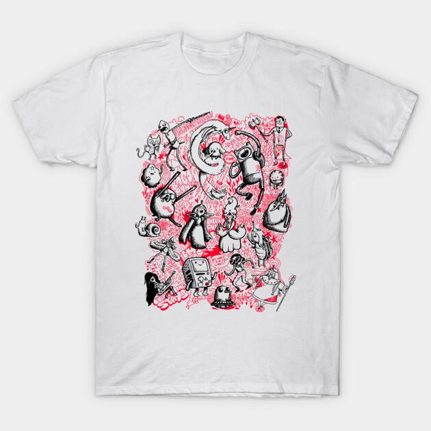 Asian Size Cotton Unisex Tshirt Print T-shirt My Adventure Time Sketchbook T-shirt No-Cut Print Regular Fit