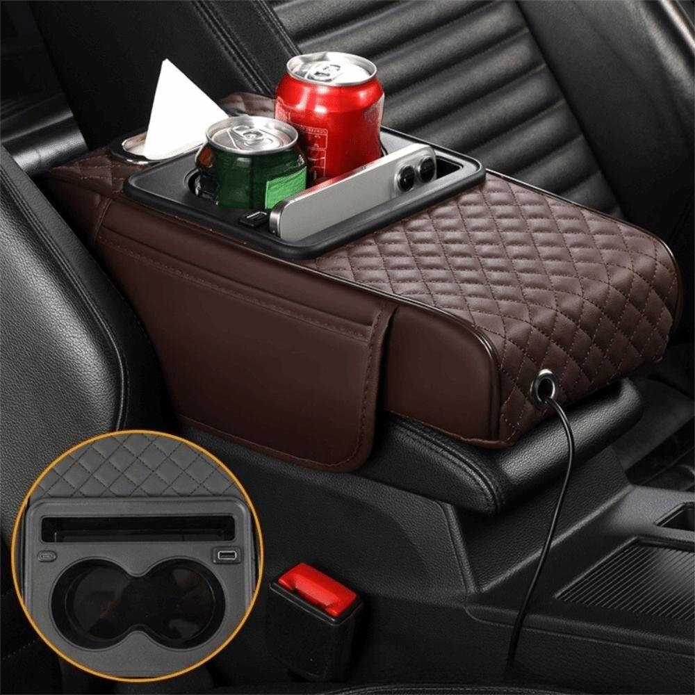 Portable Center Console Armrest Cushion PU Leather Car Armrest Pillow New Storage Box Universal