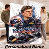 Custom Name Max Verstappen Flannel Throw Blanket Personalized Text Soft Blanket Bed Sofa Gift