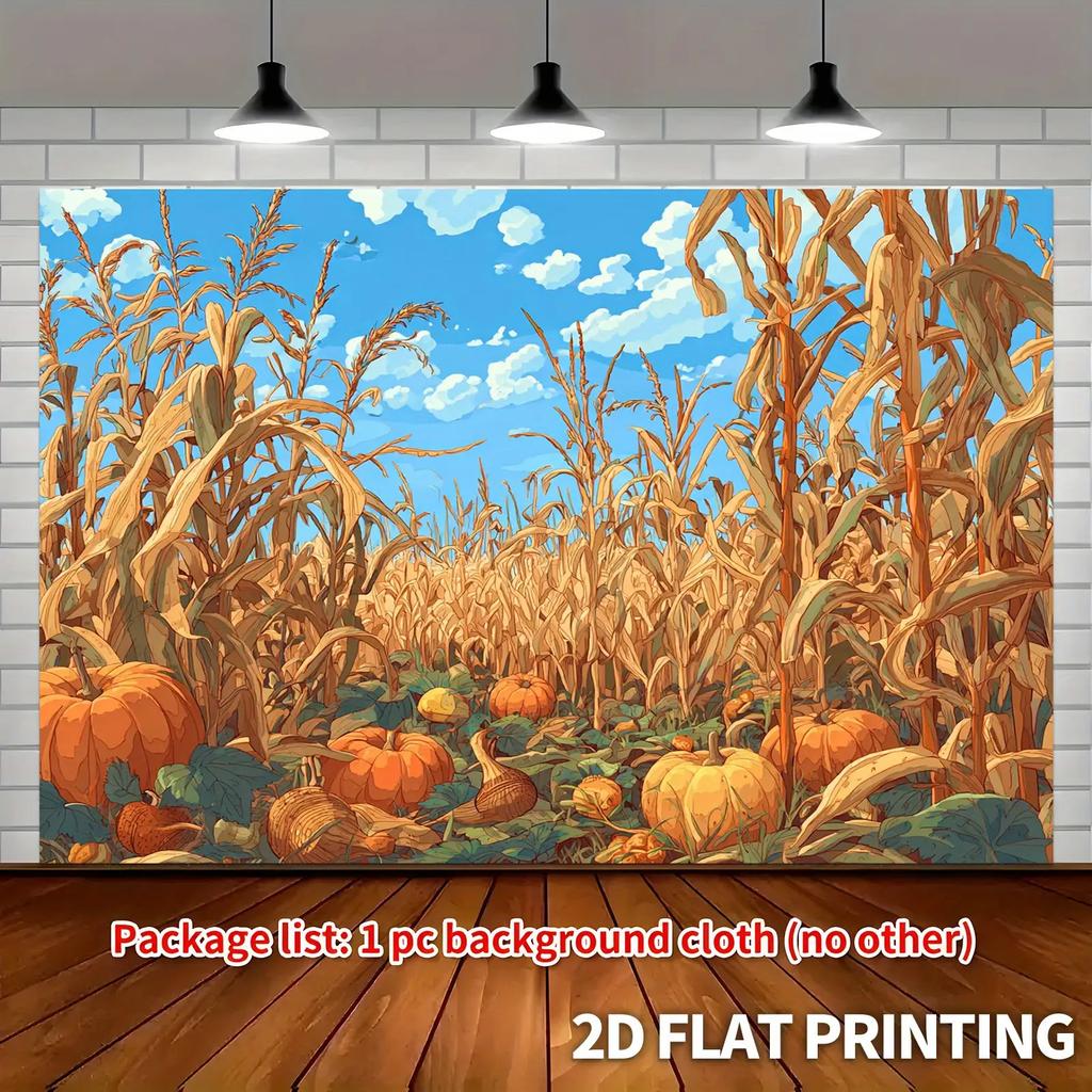 2D flat design, 1 piece, depicting the scene of autumn harvest, designed in a rural style, suitable for autumn weddings