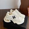 Cross Flower Thick-soled Lace-up Sports Dad Shoes Women's 2025 New Wear-resistant Casual Heightening Women's Shoes Heightening and Wear-resistant