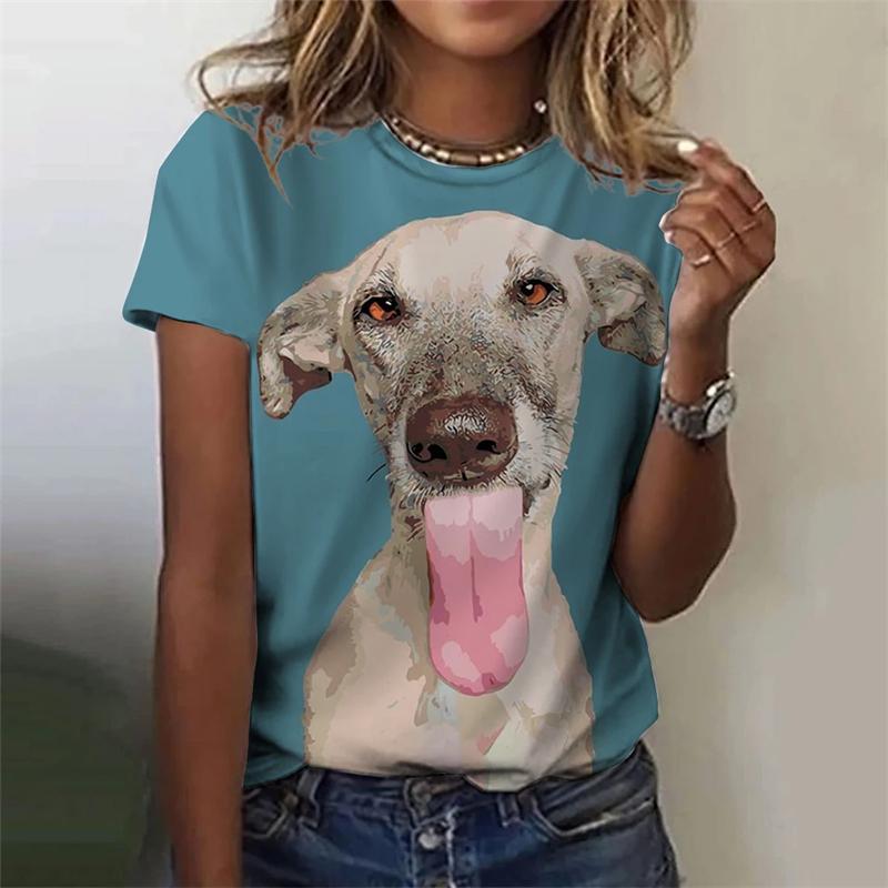 Новая модная женская футболка с милой маленькой собачкой, летняя футболка с короткими рукавами и 3d принтом, удобная одежда большого размера