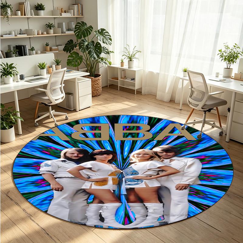 ABBA Printed Round Crystal Velvet Rug Soft Non Slip Floor Carpet For Bedroom Holiday Gift