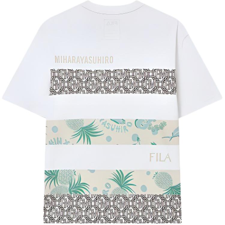 Fila X MIHARA YASUHIRO SS22 Футболка мужская с принтом логотипа и ананаса, повседневная, хлопковая, с коротким рукавом, топы, светло-туманно-серая F11M223106F-GY