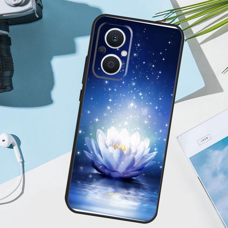 Чехол с цветами лотоса сине-белыми для OPPO Reno 14F 13F 12F 11F 8T 7 8 Lite 10 11 12 13 14 OPPO Find X9 X8 X5 X6 Pro