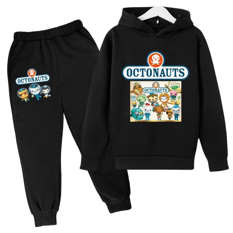 Детская одежда Толстовка Аниме OCTONAUTS Принт Длинный рукав Спортивная одежда Куртка+Брюки 2 шт Мальчик Девочка Малыш 3-12 лет Повседневный Топ Модный Комплект