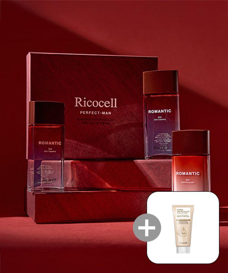 Ricocell Perfect Man Romantic Red 3-Piece Set + Ricocell Centella & Mugwort Super Deep Clean Foam Cleanser 120ml 1 Piece