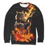 New Men's Sweatshirts Fashion 3D Guitar Cat Printed Long Sleeves For Man Summer Casual Round Neck Tops Oversized Funny T Shirt