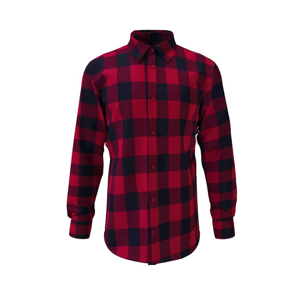 Bigreams Unstitched Yarn-Dyed Cotton Tom-Tom Red Checkered Shirt Fabric Sold by Meter
