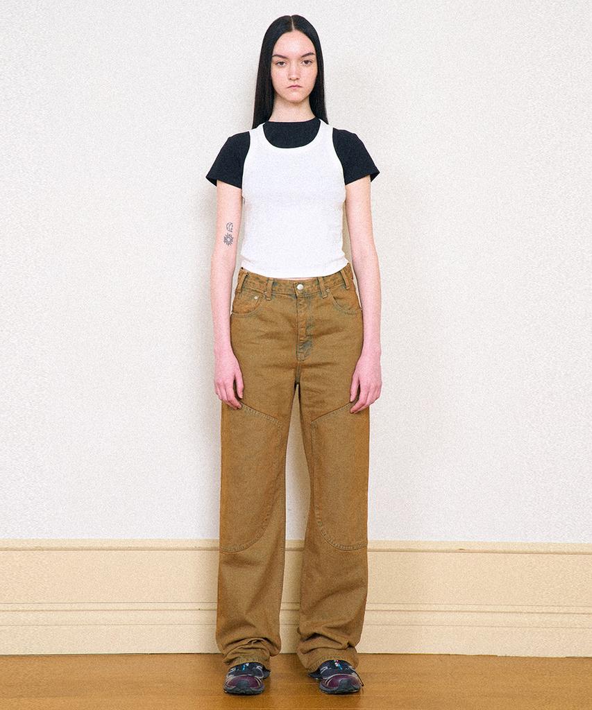 PARTIMENTO WOMEN Double Knee Jeans_Washed Beige