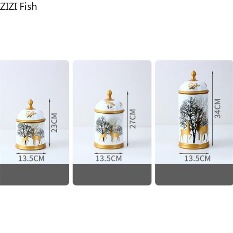 Креативный свет Роскошный керамический контейнер для хранения с крышкой, универсальная банка для кухни, конфет, закусок, чая, органайзер, европейское домашнее украшение, искусство