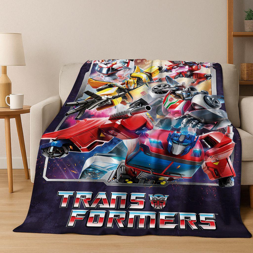 Cartoon T-Transformers Autobots Optimus Prime Flannel Blanket,Warm and Cozy Soft Throw Blanket for Home Bedroom Bed Sofa Cover