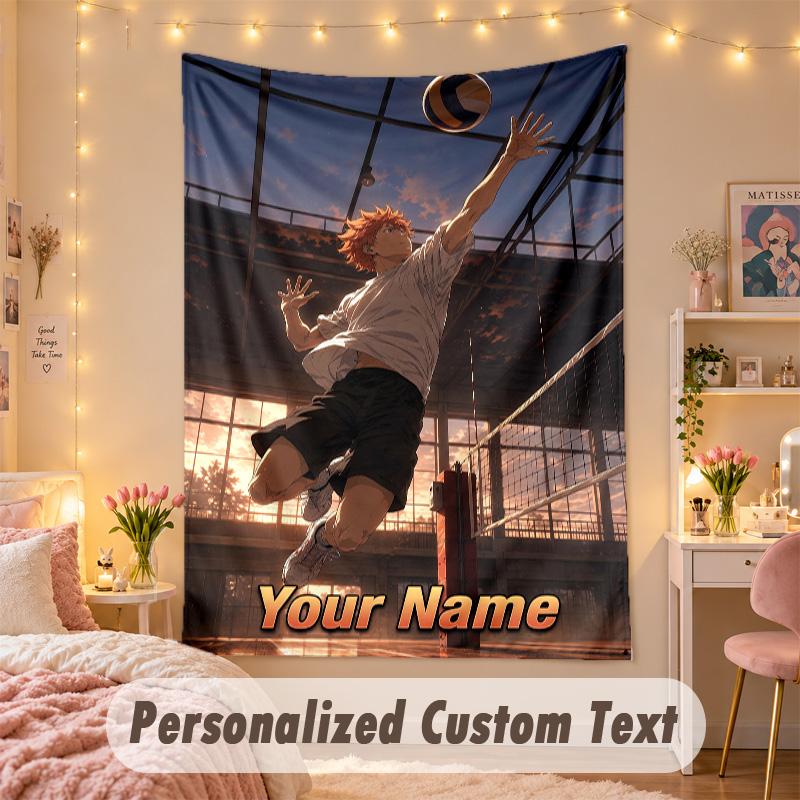 Custom Personalized Tapestry,Haikyuu Print Custom Name Text Wall Art Hanging for Bedroom