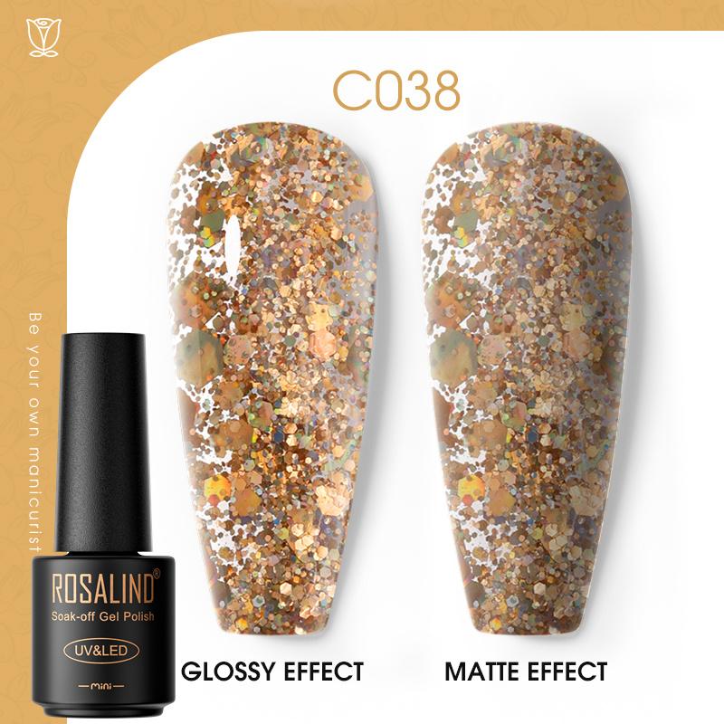 ROSALIND Красочный гель-лак для ногтей, блестящий гибридный лак, полуперманентный лак для ногтей, матовый верхний базовый слой, гель-лак для ногтей