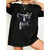 Футболка оверсайз черная с принтом немецкой овчарки, повседневная одежда для женщин, летний наряд, уличная мода, трендовый топ