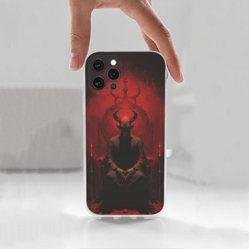 Чехол для телефона Dark Art D-Devil S-Satan для iPhone, 14, 13, XR, SE, 12, 15, Pro, Max, Plus, 11, 17, 16, X, XS, Mini, Прозрачный Мягкий Чехол