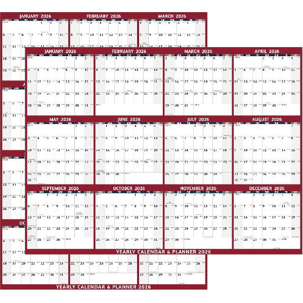 2026 Dry Erase Calendar – Large Yearly Wall calendar 2026, 33.7'' x 45.1'', 2-Side Reversible Calendar 2026, Vertical/Horizontal, Jan 2026 – Dec