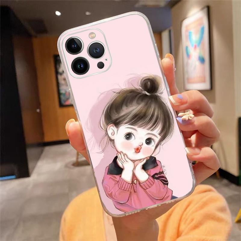 Милый Мультяшный Чехол для Телефона Девочка Для iphone 17 Pro Max Air 16 15 14 13 Pro Max 15 16 Pro 15Plus Корпус