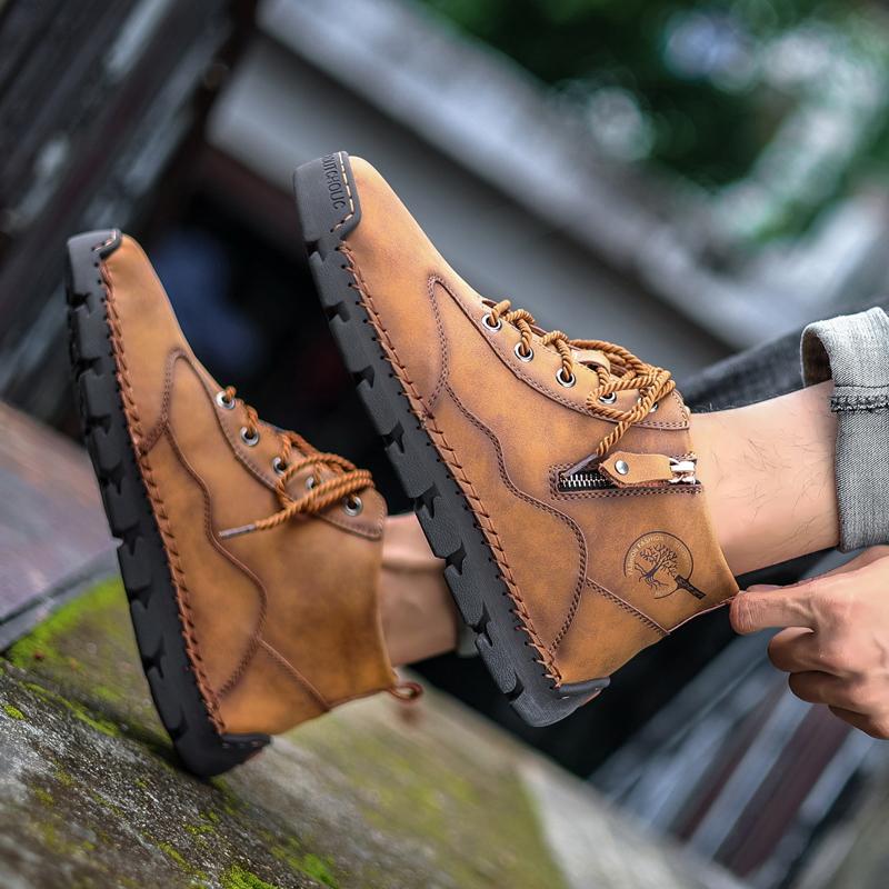 Мужская повседневная обувь 38–48 с высоким берцем, кожаная обувь большого размера в британском стиле в стиле ретро для вождения автомобиля