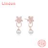 Линдон стерлингового серебра 925 пробы синтетический жемчуг серьги серьги-капли для женщин подарки на свадьбу