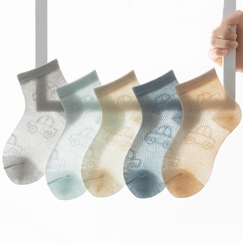 5 пар/набор Детские носки-сетка для мальчиков с мультяшной машинкой, летние тонкие дышащие носки для мальчиков, повседневные детские студенческие носки 2-12 лет, новые