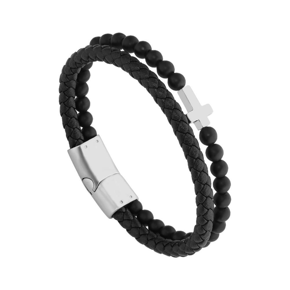 Leather Lava Rock Bead Bracelet Black Inspirational Quotes Bracelets  Husband