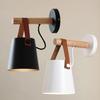 E27 Wall Mounted Pole Hanging Wooden Lamp LED Living Room Bedroom Bedside Light