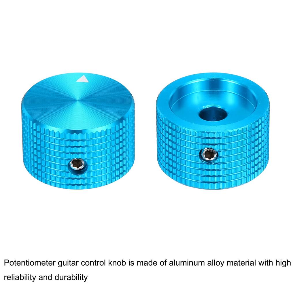 Uxcell Aluminum Potentiometer Universal Volume Tone Control Knob for and Blue 6-Piece Knob, 1/4" (6mm) Guitar, Bass, 5/8" Grid,