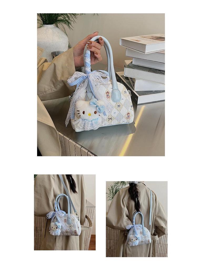 Корейская милая клетчатая сумка с бантом - Универсальная сумка через плечо и кроссбоди на осень/зиму 2025