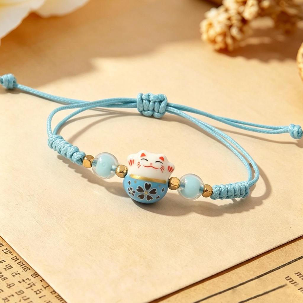 Плетеный браслет Lucky Cat Candy Color для женщин