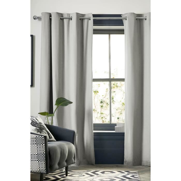 Rideau opacifiant - Inuit - 140 x 280 cm - Gris clair - 100% polyester - Style scandinave