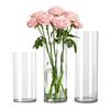 Clear Cylinder Vase Wedding Party Dining Table Centerpiece Decoration Hydroponic Flower Holder Transparent Container Hurricane Candle Holder